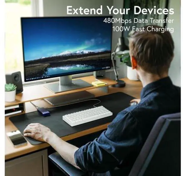 Alt view image 3 of 5 - AFFHAUSEN USB C to USB C Cable, 100W Fast Charging Cable (6.5FT, 2Pack) 480Mbps, Braided Aluminum for iPhone 16, MacBook Pro, iPad Pro