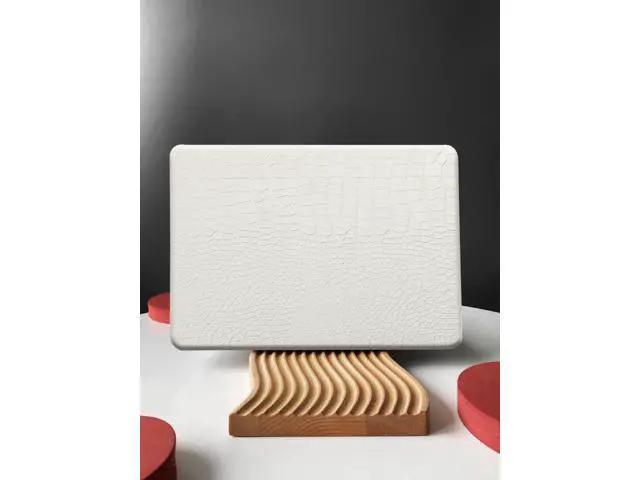 Alt view image 4 of 5 - KEROM Compatible with Crocodile MacBook Air 13 inch Case 2021 2020 2019 2018 M1 A2337 A2179 A1932, Textured Elegant Luxury Aligator Skin Snakeskin PU Leather Hard Shell & Keyboard Cover, White