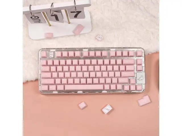 Alt view image 2 of 5 - 162 Keys Pink Translucent Keycaps Set PBT Double Shot Keycaps Cherry Profile Fit for 61/64/87/104/108 Cherry Mx Switches Mechanical Keyboards Alice Keyboard