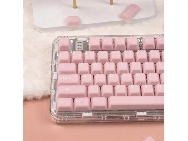 Alt view image 3 of 5 - 162 Keys Pink Translucent Keycaps Set PBT Double Shot Keycaps Cherry Profile Fit for 61/64/87/104/108 Cherry Mx Switches Mechanical Keyboards Alice Keyboard