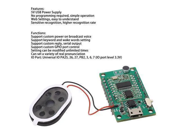 Alt view image 5 of 5 - PenRux AI Intelligent Voice Recognition Module, Offline Speak Control Development Board with Micro USB Interface, USB Sound Card for Various Peripherals, Relays, LED Lights, PWM Dimming