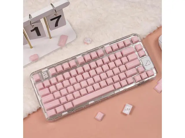 Alt view image 5 of 5 - 162 Keys Pink Translucent Keycaps Set PBT Double Shot Keycaps Cherry Profile Fit for 61/64/87/104/108 Cherry Mx Switches Mechanical Keyboards Alice Keyboard