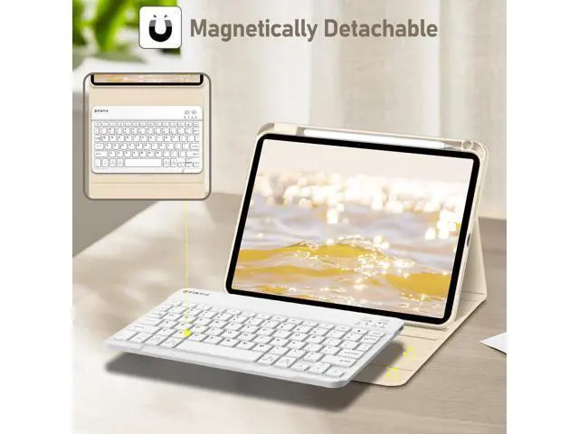 Alt view image 4 of 5 - FINTIE Keyboard Case for iPad Pro 11-inch M4 (2024) - Protective Soft TPU Back Stand Cover with Pencil Holder, Magnetically Detachable Wireless Bluetooth Keyboard, Starlight