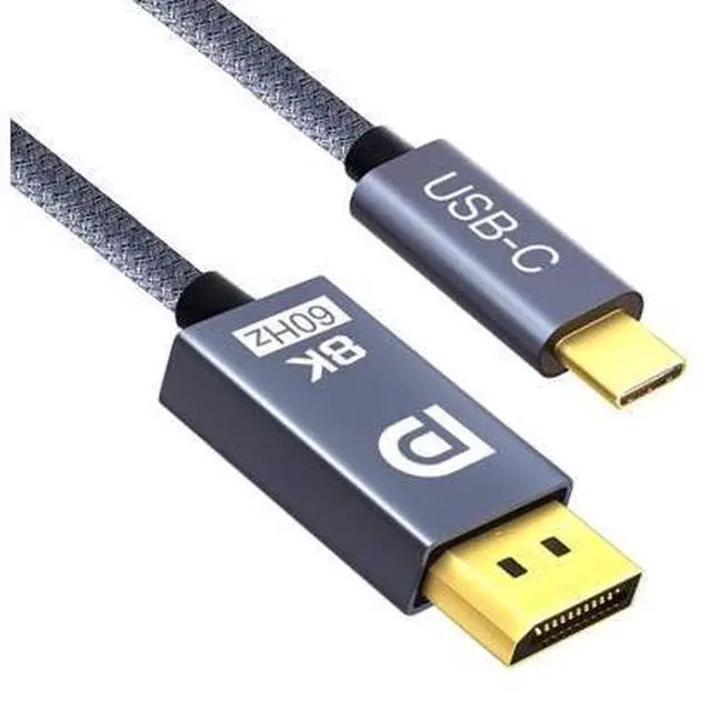 Main image of QCEs USB C to DisplayPort 1.4 Cable 10Ft, Type C to DP Cable 8K@60Hz 4K@144Hz 2K@240Hz Compatible with Thunderbolt 3/4 USB4, MacBook Pro M1 M2, Mac Studio, Mac mini, iPad Pro, XPS
