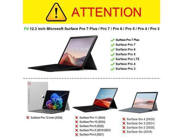 Alt view image 2 of 5 - Fintie Case for 12.3 Inch Microsoft Surface Pro 7 Plus, Surface Pro 7/6/5/4/3 - Portfolio Business Cover with Pocket, Compatible with Type Cover Keyboard, Gray