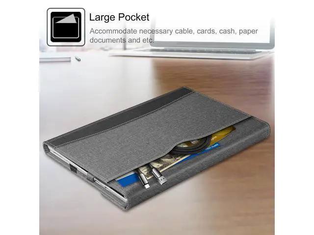 Alt view image 4 of 5 - Fintie Case for 12.3 Inch Microsoft Surface Pro 7 Plus, Surface Pro 7/6/5/4/3 - Portfolio Business Cover with Pocket, Compatible with Type Cover Keyboard, Gray