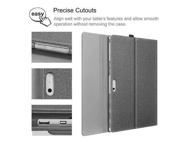 Alt view image 5 of 5 - Fintie Case for 12.3 Inch Microsoft Surface Pro 7 Plus, Surface Pro 7/6/5/4/3 - Portfolio Business Cover with Pocket, Compatible with Type Cover Keyboard, Gray