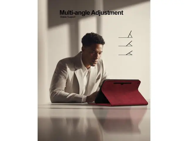 Alt view image 3 of 5 - SSS·GRGB Case for Microsoft Surface Pro 12-Inch 1st Edition (2025), Multiple Angle Viewing Cover, Light Heat Dissipation, with Stylus Holder, Compatible with Type Cover Keyboard (Red)