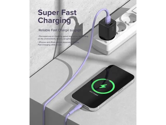 Alt view image 3 of 5 - Ringke USB to Lightning Pastel Cable (3.9 FT), USB Type A to Lightning Fast Charging Charger Cord Car Carplay Cable Compatible with iPhone, iPad, and AirPods - Purple