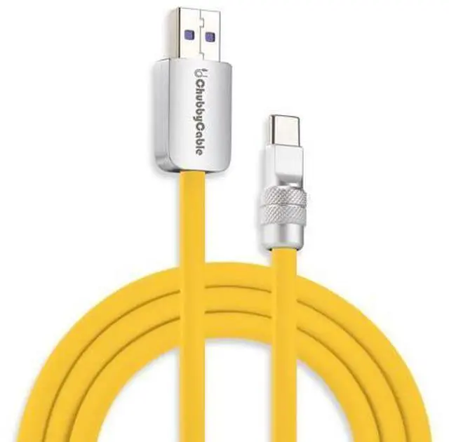 Main image of chubbycable Chubby 2.0 Fast Charging Cable Durable Soft Silicone USB C Cable 120W Extra Thick Charger Cord Compatible with iPhone 17-15 Series iPad, Yellow, USB-A to Type-C, 3.3 FT