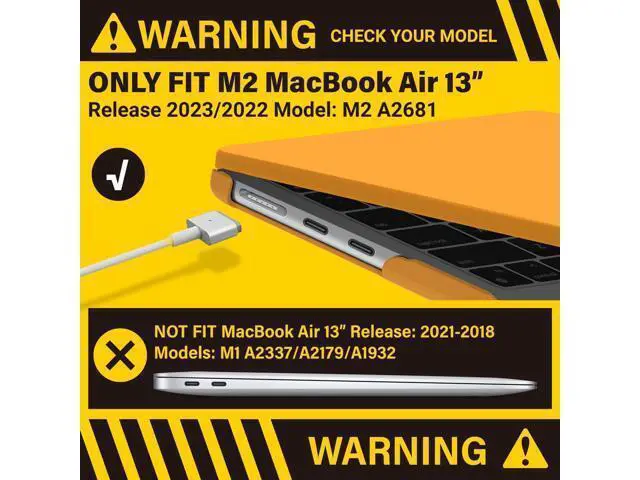 Alt view image 3 of 5 - IBENZER Compatible with 2025 2024 2023 2022 MacBook Air 13 inch Case M4 A3240 M3 A3113 M2 A2681, Hardshell Case & KeyboardCover & ScreenFilm & Type-C for Mac Air 13.6, Marigold, AT13-KK-MAGD+2TC