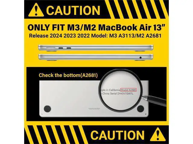 Alt view image 2 of 5 - IBENZER Compatible with 2025 2024 2023 2022 MacBook Air 13 inch Case M4 A3240 M3 A3113 M2 A2681, Hardshell Case & KeyboardCover & ScreenFilm & Type-C for Mac Air 13.6, Marigold, AT13-KK-MAGD+2TC