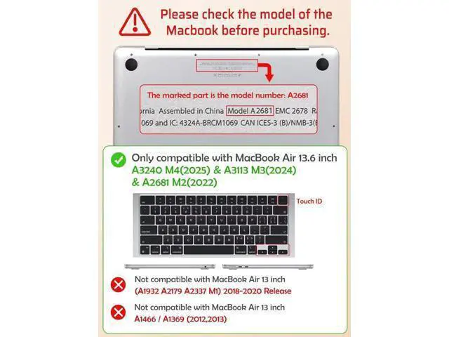 Alt view image 2 of 5 - Fancity Case Compatible with MacBook Air 13.6 inch 2025 2024 2022 Release M4 A3240 M3 A3113 M2 A2681 with Touch ID & Retina Display, Translucent Plastic Hard Shell Case & Keyboard Cover, Mandala