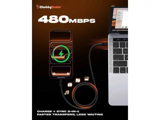 Alt view image 3 of 5 - chubbycable for iPhone 17 240W Anodizing Fast Charging USB C Cable Silicone Durable Data Transfer Cable, White, Type-C to Type-C, 6.6FT