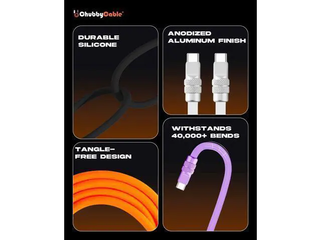 Alt view image 4 of 5 - chubbycable for iPhone 17 240W Anodizing Fast Charging USB C Cable Silicone Durable Data Transfer Cable, White, Type-C to Type-C, 6.6FT