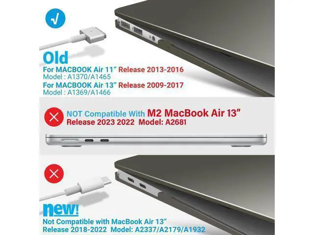 Alt view image 4 of 5 - IBENZER Compatible with Old Version MacBook Air 13 Inch Case (2017-2010 Release), Models: A1466/A1369, Plastic Hard Shell Case with Keyboard & Screen Cover for Mac Air 13, Gray, A13GY+2A
