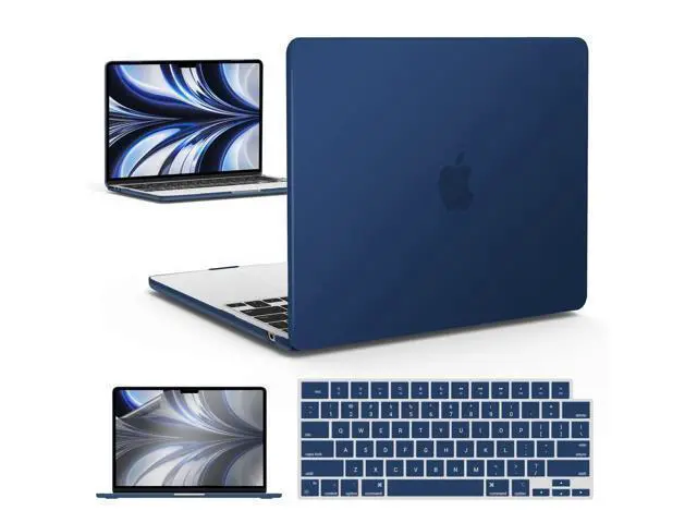 Main image of IBENZER Compatible with 2025 2024 2023 2022 MacBook Air 13 inch Case M4 A3240 M3 A3113 M2 A2681, Hardshell Case & KeyboardCover & ScreenFilm for Mac Air 13.6, Navy Blue, KK-NVBL+2