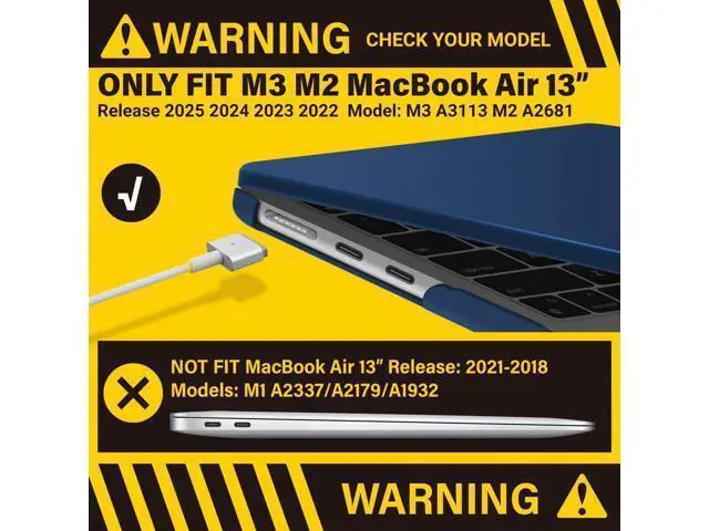 Alt view image 3 of 5 - IBENZER Compatible with 2025 2024 2023 2022 MacBook Air 13 inch Case M4 A3240 M3 A3113 M2 A2681, Hardshell Case & KeyboardCover & ScreenFilm for Mac Air 13.6, Navy Blue, KK-NVBL+2