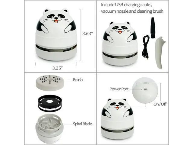 Alt view image 2 of 5 - allydrew Mini Portable USB Desktop Vacuum, Panda