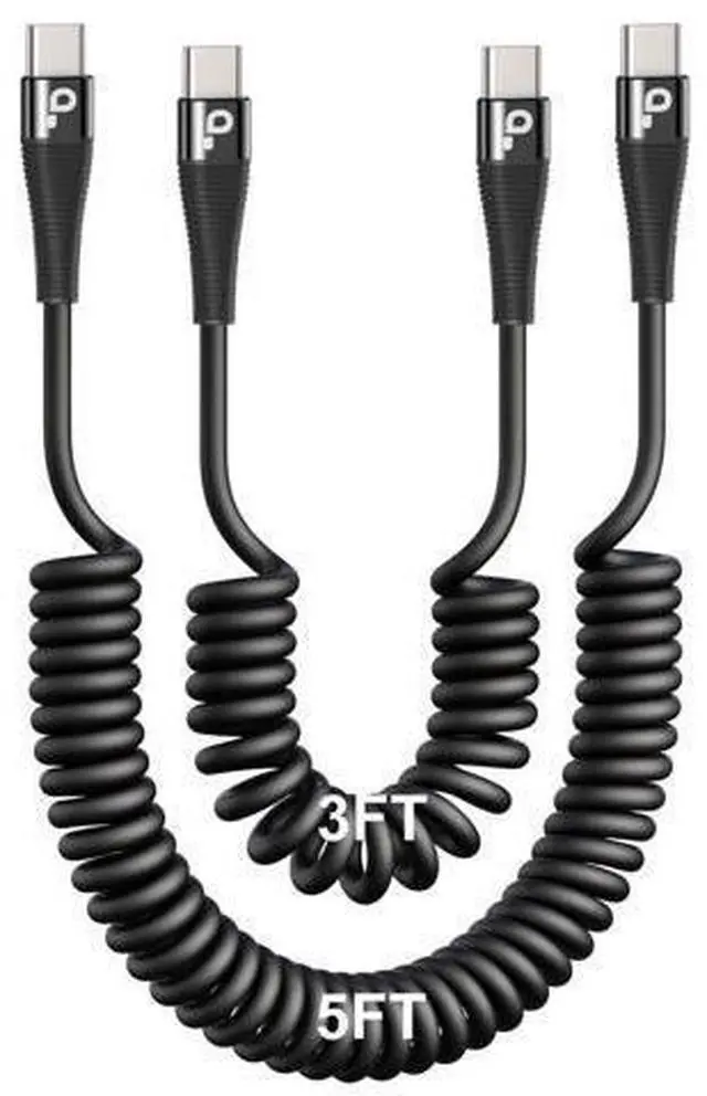 Main image of USB C to C Cable for Car 3FT&5FT, Coiled USB C Fast Charging Cable for iPhone 16 Short USB Type C Cable for iPhone 17/16/15/Pro Max/Plus/Samsung Galaxy S23, Compatible All Type C Devices-Black