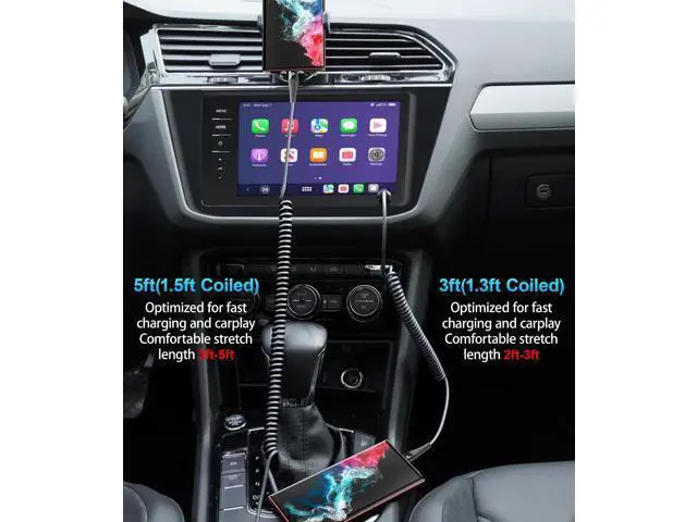 Alt view image 4 of 5 - USB C to C Cable for Car 3FT&5FT, Coiled USB C Fast Charging Cable for iPhone 16 Short USB Type C Cable for iPhone 17/16/15/Pro Max/Plus/Samsung Galaxy S23, Compatible All Type C Devices-Black