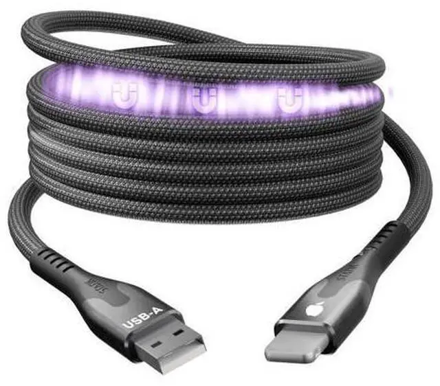 Main image of Statik MagStack USB A to iPhone Cable, Clutter-Free Magnetic Charging Cable, Anti-Tangle Phone Charger Cord, 12W, Compatible with iPhone 14 Pro Max, 13 12 11, 6FT/2M