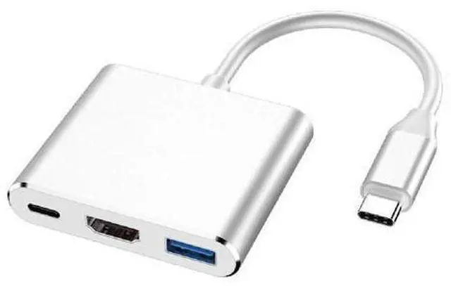 Main image of Tianle USB C to HDMI Adapter, Type C to HDMI 4K, USB 3.0 Port, USB C Charging Port Converter Adapter Compatible with MacBook, iPad Pro, Surface, Silver