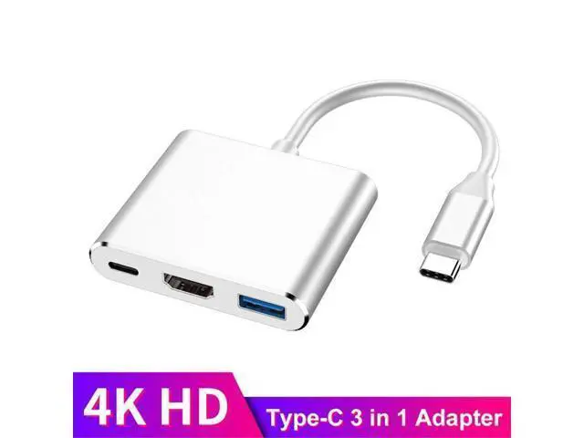 Alt view image 2 of 5 - Tianle USB C to HDMI Adapter, Type C to HDMI 4K, USB 3.0 Port, USB C Charging Port Converter Adapter Compatible with MacBook, iPad Pro, Surface, Silver