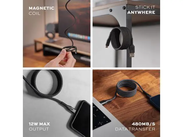 Alt view image 5 of 5 - Statik MagStack USB A to iPhone Cable, Clutter-Free Magnetic Charging Cable, Anti-Tangle Phone Charger Cord, 12W, Compatible with iPhone 14 Pro Max, 13 12 11, 6FT/2M