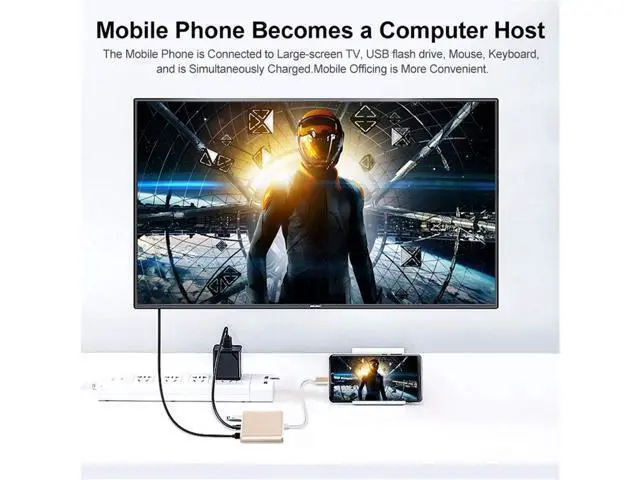 Alt view image 5 of 5 - Tianle USB C to HDMI Adapter, Type C to HDMI 4K, USB 3.0 Port, USB C Charging Port Converter Adapter Compatible with MacBook, iPad Pro, Surface, Silver
