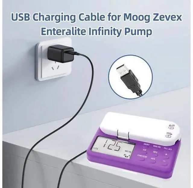 Alt view image 2 of 5 - solsinsy USB Power Charging Cable Compatible with Moog Zevex Enteralite Infinity Pump Compatible with Infinity Pump Power Cord (Power Cord Length 118 inches)
