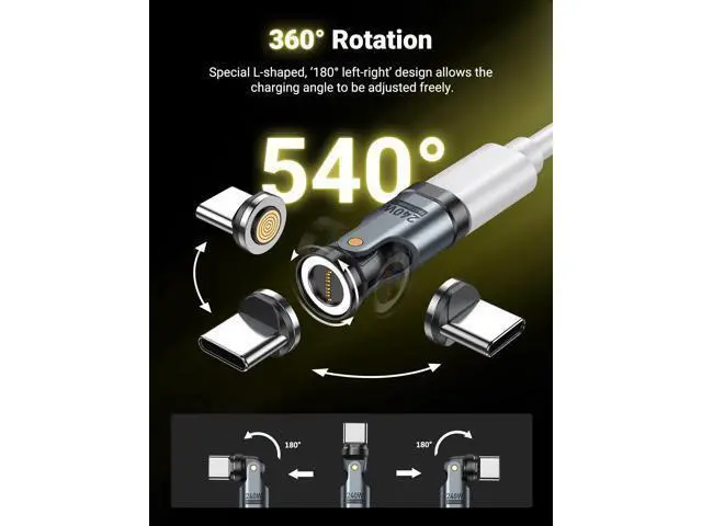 Alt view image 2 of 5 - A.S 240W USB C Magnetic Adapter (3Pack), Gen3 USB C 90 Degree Adapter/C Right Angle Adapter/180 Degree USBC Adapters/USBC to USBC Adapters for Phone 16/15, Ma-Book Pro/Pad Series, Samsung