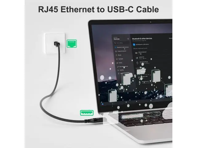 Alt view image 3 of 5 - USB to Ethernet Cable 15 FT, USB 3.0 Type A to RJ45 Cable, USB to Network Internet LAN Adapter, Gigabit, Directly Connected, Aluminum, Braided, Compatible with Laptop, PC, Switch and More