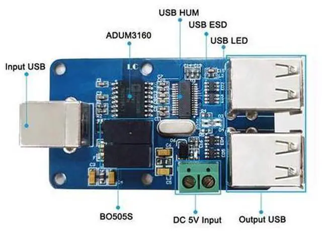 Alt view image 2 of 5 - HiLetgo 4 Channels ADUM3160 B0505S 1500V USB to USB Voltage Isolator Module Support 12Mbps 1.5Mbps