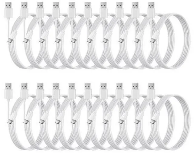 Main image of weishan 20-Pack Bulk USB C Charger Cable - Multipack Type-C Charging Cords, USB 2.0 for Phones and Tablets, 3.3ft White