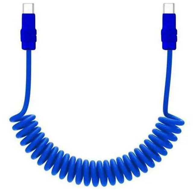 Main image of chubbycable Curly Chubby Retractable Fast Charging Cable 120W Coiled Charger Cord for Car Durable USB C Cable Compatible with iPhone 17-15 Series, Dark Blue+Dark Blue, Type-C to Type-C, 2.13FT-6.56FT