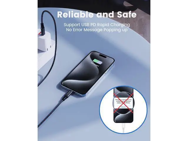 Alt view image 3 of 5 - 2-Pack Extra Long iPhone 16 17 Charger Cable 20Ft, 20Feet USB C to C Cable Fast Charging Nylon Braided iPhone 16 17 USB C Charger Cord for iPhone 16,17 Air,16/17 Pro,16/17 Pro Max/iPad Pro/Air/Min6