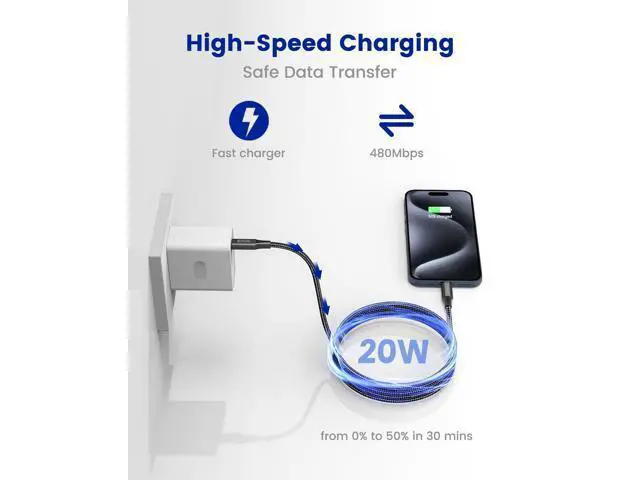 Alt view image 2 of 5 - 2-Pack Extra Long iPhone 16 17 Charger Cable 20Ft, 20Feet USB C to C Cable Fast Charging Nylon Braided iPhone 16 17 USB C Charger Cord for iPhone 16,17 Air,16/17 Pro,16/17 Pro Max/iPad Pro/Air/Min6