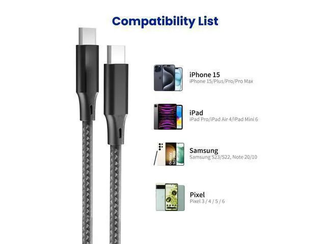 Alt view image 4 of 5 - 2-Pack Extra Long iPhone 16 17 Charger Cable 20Ft, 20Feet USB C to C Cable Fast Charging Nylon Braided iPhone 16 17 USB C Charger Cord for iPhone 16,17 Air,16/17 Pro,16/17 Pro Max/iPad Pro/Air/Min6