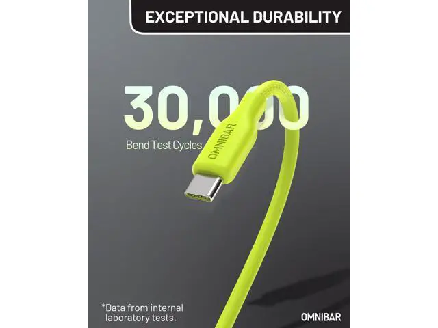 Alt view image 3 of 5 - Omnibar Silicone USB A to USB C Cable (6FT, 2Pack), Car Carplay Cable for iPhone 16 15 Pro Max Plus, Type C Charger Fast Charging Cord for Samsung S25 S24 iPad Airpods Switch PlayStation 5, Lime Green