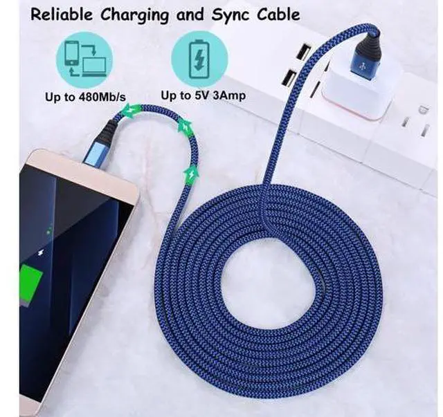 Alt view image 2 of 5 - Costyle USB C Cable, 5 Pack 10ft Type C to A Male Charger Cable Braided Fast Charging Phone Charger Cord for Samsung Galaxy S20 S10e S9 S8 Note 10 A13 A54, Pixel, Switch- Black Rose Green Blue Purple