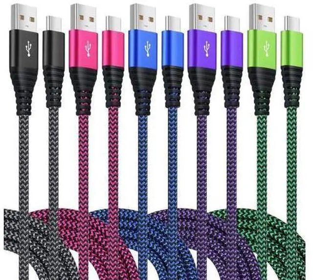 Main image of Costyle USB C Cable, 5 Pack 10ft Type C to A Male Charger Cable Braided Fast Charging Phone Charger Cord for Samsung Galaxy S20 S10e S9 S8 Note 10 A13 A54, Pixel, Switch- Black Rose Green Blue Purple