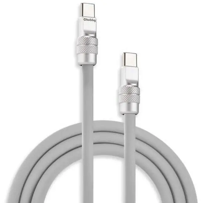 Main image of chubbycable Chubby 2.0 Fast Charging Cable Durable Soft Silicone USB C Cable 240W Extra Thick Charger Cord Compatible with iPhone 17-15 Series iPad, Gray, Type-C to Type-C, 3.3 FT
