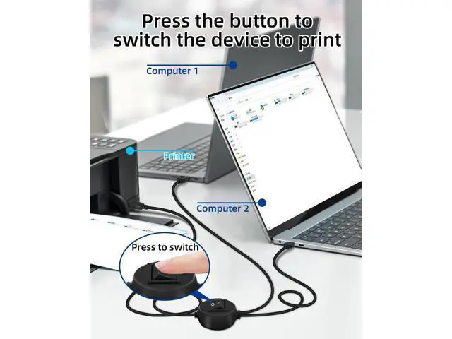 Alt view image 3 of 5 - RIIEYOCA 2 in 1 USB Printer Cable Splitter, USB A Male to USB B Male Printer Cable with Toggle Switch for 2 Computers, Share Scanner Printer(4.5M/14.7FT)