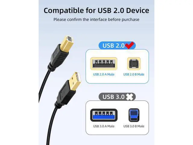 Alt view image 5 of 5 - RIIEYOCA 2 in 1 USB Printer Cable Splitter, USB A Male to USB B Male Printer Cable with Toggle Switch for 2 Computers, Share Scanner Printer(4.5M/14.7FT)