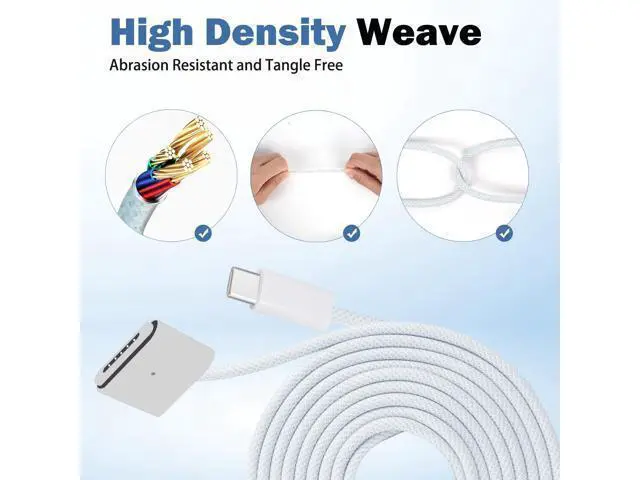 Alt view image 5 of 5 - iPartsleader Braided 140W USB-C to Magnetic 3 Power Cable, Compatible with MacBook Pro M1/M2/M3 Pro/Max 14"/16" 2021/2022/2023 & MacBook Air 13.6"/15.3" M2/M3 2022/2023/2024-6.6ft (Silver)