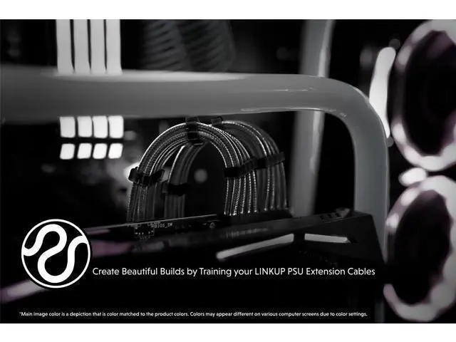 Alt view image 4 of 5 - LINKUP - AVA 30cm PSU Cable Extension Sleeved Custom Mod GPU PC Braided w/Comb Kit ^^ 1 x 24 P (20+4) ^^ 1 x 8 P (4+4) CPU ^^ 2 x 8 P (6+2) GPU Set ^^ 300mm - Black