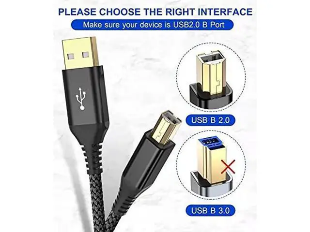 Alt view image 4 of 5 - sweguard 20ft USB 2.0 USB-A to USB-B Cable - High Speed Nylon Braided Scanner/Printer Cord for HP, Canon, Dell, Epson, Brother, Lexmark, Xerox, Samsung & More - Black