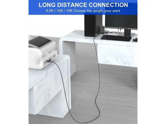 Alt view image 5 of 5 - sweguard 20ft USB 2.0 USB-A to USB-B Cable - High Speed Nylon Braided Scanner/Printer Cord for HP, Canon, Dell, Epson, Brother, Lexmark, Xerox, Samsung & More - Black
