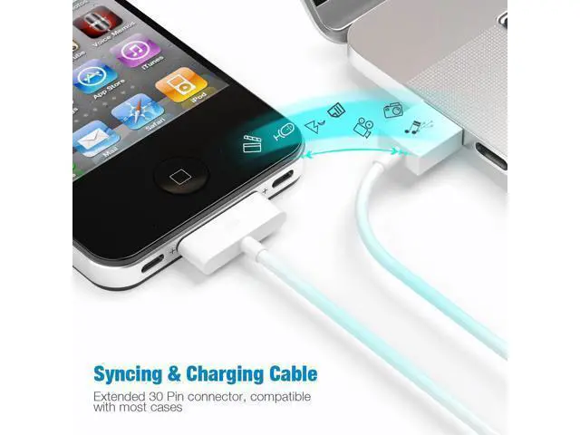 Alt view image 4 of 5 - sarmert Apple Certified 30 Pin USB Charging Cable, UPoweradd 4.0ft USB Sync Charging Cord iPhone Compatible for 4 4s 3G 3GS iPad 1 2 3 iPod Touch Nano White (2 PCS)